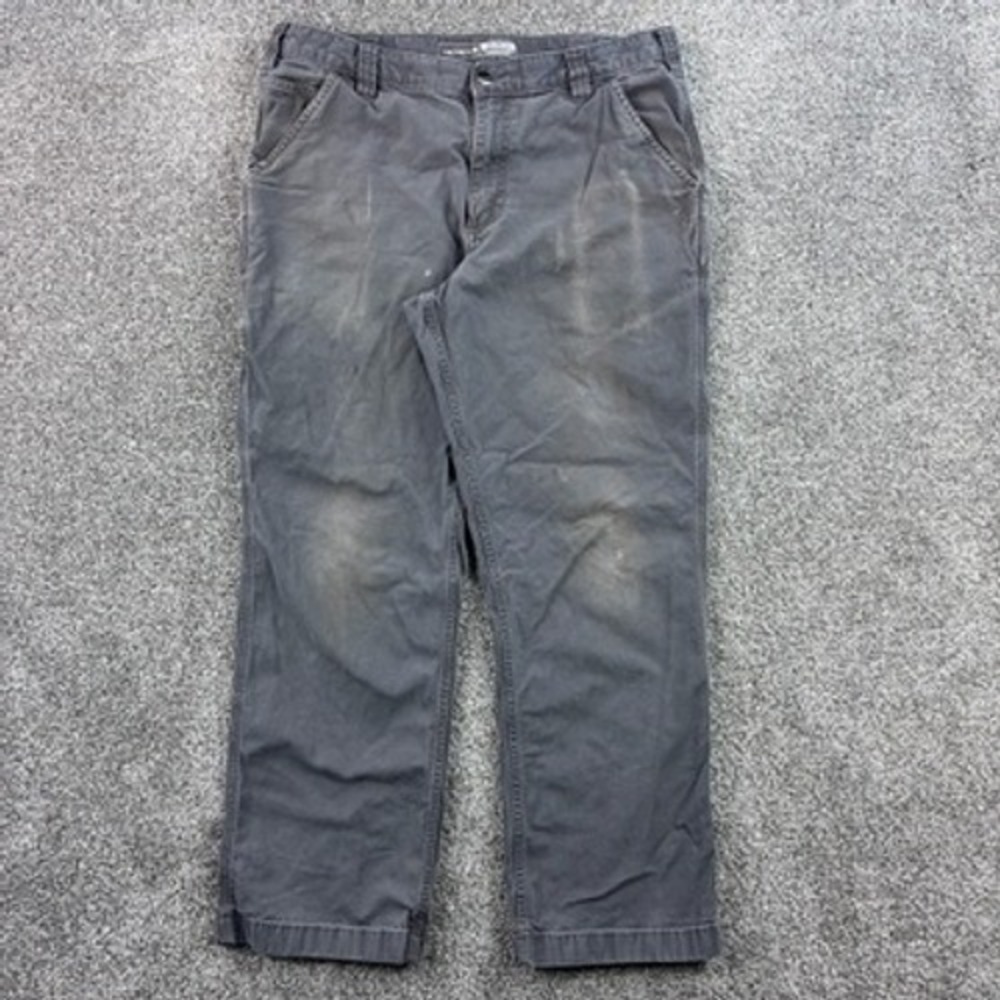 Vintage Carhartt Carpenter Pants Mens 36x30 Gray Heavy Canvas Workwear Faded